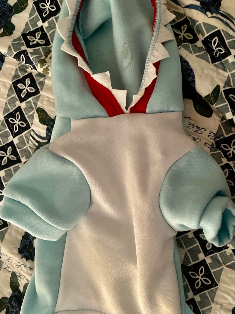 Dog Shark Costume Hoodie - Light Blue & White